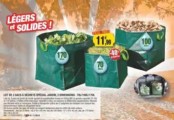Outiror Lot de 3 sacs à déchets spécial jardin, 3 dimensions : 70l-100l-170l offre
