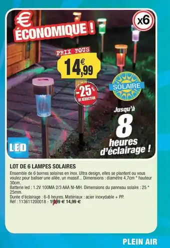 Outiror Lot de 6 lampes solaires offre
