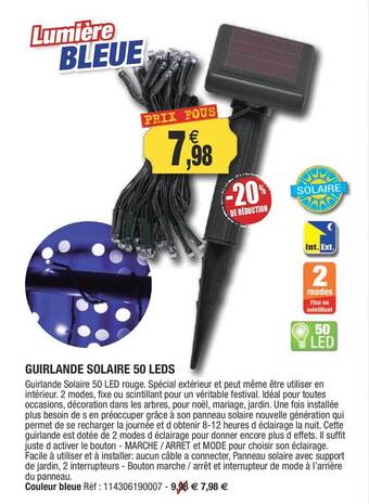 Outiror Guirlande solaire 50 leds offre