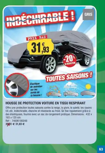 Outiror Housse de protection voiture en tissu respirant offre