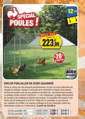 Outiror Enclos poulailler en acier galvanisé offre