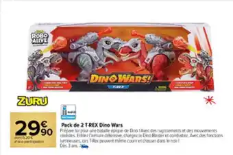 Carrefour Market Pack de 2 t-rex dino wars zuru offre