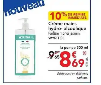 METRO Crème mains hydro-alcoolique wyritol offre