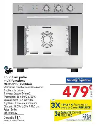 METRO Four à air pulsé multifonctions metro professional offre