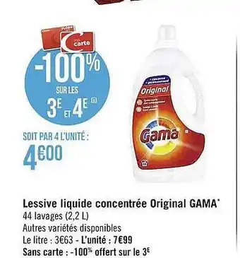 Casino Supermarchés Lessive liquide concentrée original gama offre