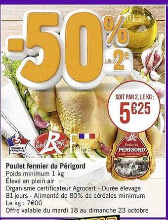 Casino Supermarchés Poulet fermier du périgord offre