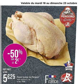 Casino Supermarchés Poulet fermier du périgord offre
