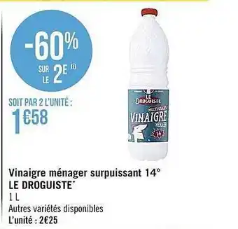 Casino Supermarchés Vinaigre ménager surpuissant 14° le droguiste offre