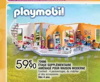 Cora x Carrefour 70986 étage supplémentaire aménagé pour maison moderne playmobil offre