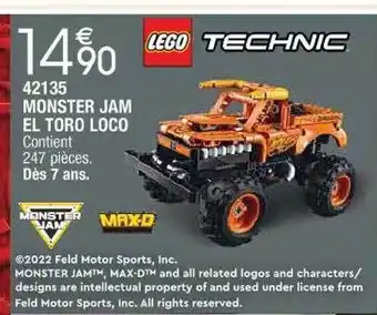 Cora x Carrefour 42135 monster jam el toro loco lego technic offre