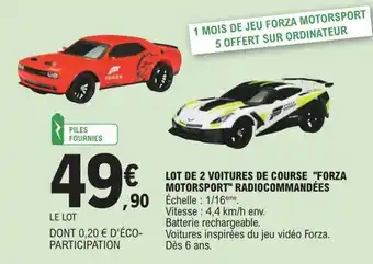 E.Leclerc Lot de 2 Voitures de Course Forza Motorsport Radiocommandées offre