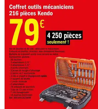 Brico Dépôt Coffret Outils Mécaniciens 216 Pièces Kendo offre