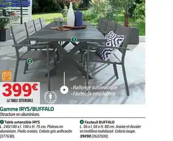Bricorama Table Extensible Irys, Fauteuil Buffalo offre