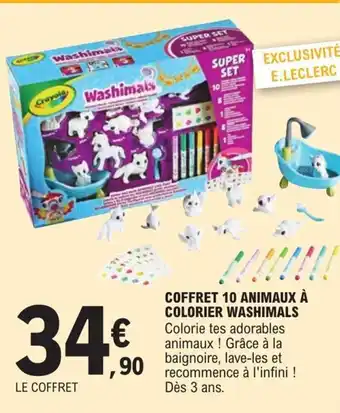 E.Leclerc Coffret 10 Animaux à Colorier Washimals offre