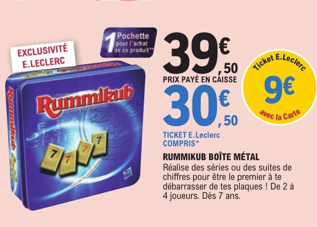 Promo Rummikub Boîte métal chez E.Leclerc