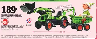 E.Leclerc Tractopelle à pédales Claas Avec Excavatrice Et Remorque Basculante offre