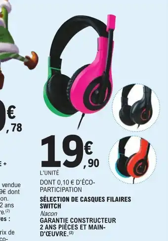E.Leclerc Sélection de Casque filaires Switch offre