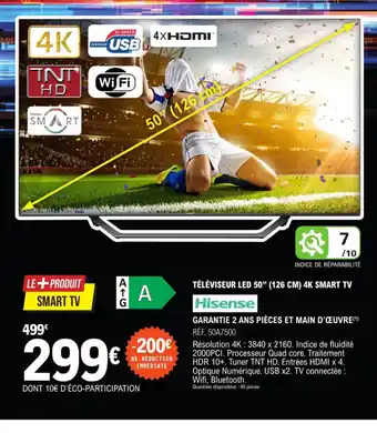 E.Leclerc Hisense Téléviseur Led 50 126cm 4k Smart Tv offre