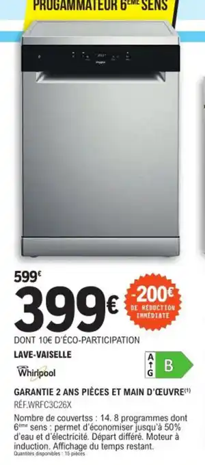 E.Leclerc Whirlpool Lave-vaisselle offre