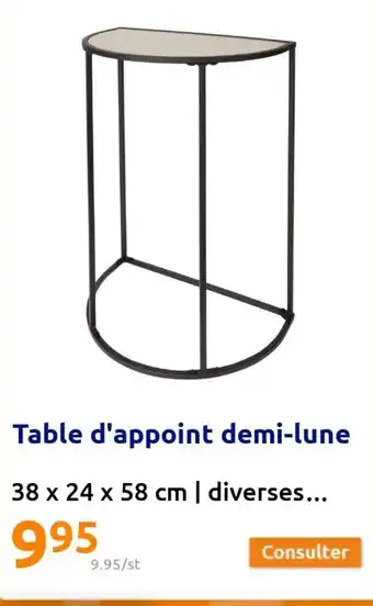Action Table d'Appoint Demi-Lune offre