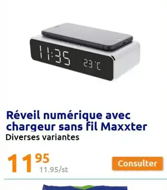 Action Réveil numérique Avec Chargeur sans Fil MAxxter offre