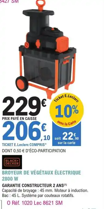 Broyeur dde Végétaux électrique 2800w