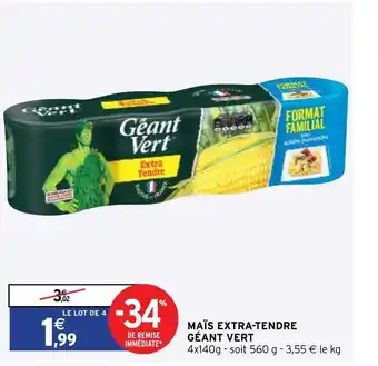 Intermarché Maïs Extra-Tendre Géant Vert offre