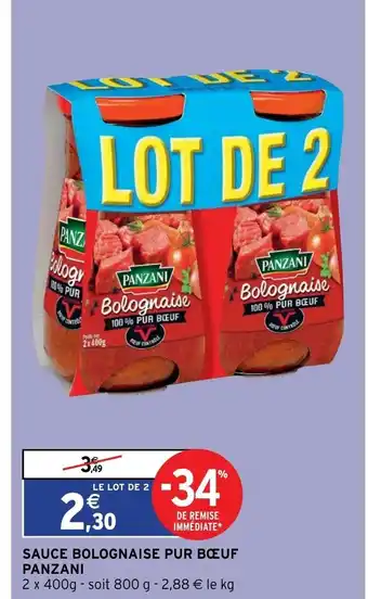 Intermarché Sauce Bolognaise Pur Bœuf Panzani offre
