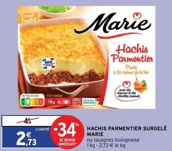 Intermarché Hachis parmentier Surgelé MArie offre