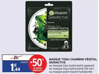 Intermarché Masque tissu charbon VégétalSkinactive offre