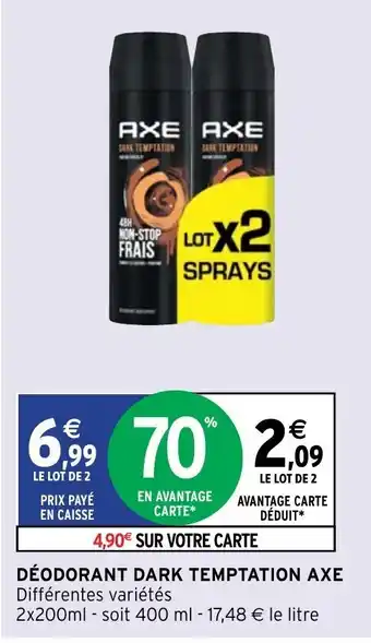 Intermarché Déodorant dark temptation axe offre