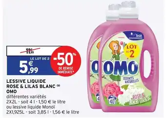 Intermarché Lessive liquide rose & Lilas blanc Omo offre
