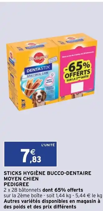 Intermarché Sticks hygiène bucco-dentaire Moten Chien Pedigree offre