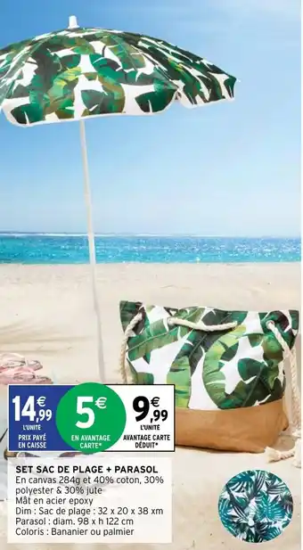 Intermarché Set Sac De Plage + Parasol offre