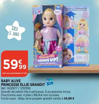 Bi1 Baby Alive Princesse Ellie Grandit offre