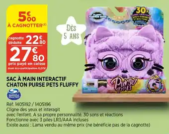 Bi1 Sac A Main Interactif Chaton Purse Pets Pluffy offre