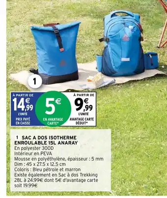 Intermarché 1 Sac A Dos Isotherme Enroulabke 15L Anary offre