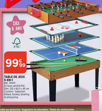 Table De Jeux 5-en-1