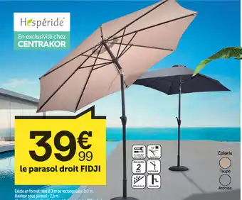 Centrakor Le parasol droit FIDJI offre