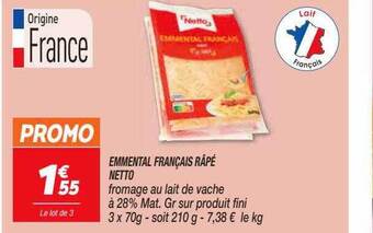 Netto Emmental français râpé netto offre