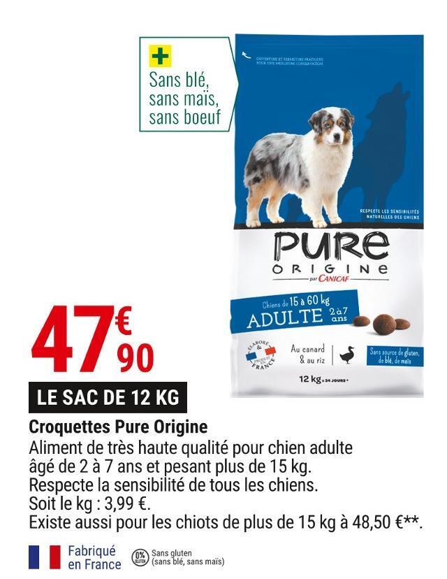 Promo Pure origine croquettes chez Gamm vert