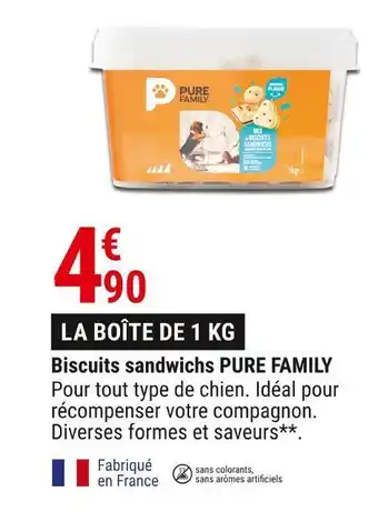 Gamm vert Pure family biscuits sandwichs offre