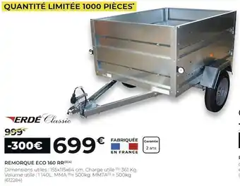Feu Vert Erdé remorque eco 160 rr offre