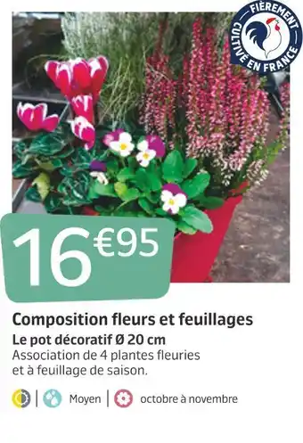 Jardiland Composition fleurs et feuillages offre