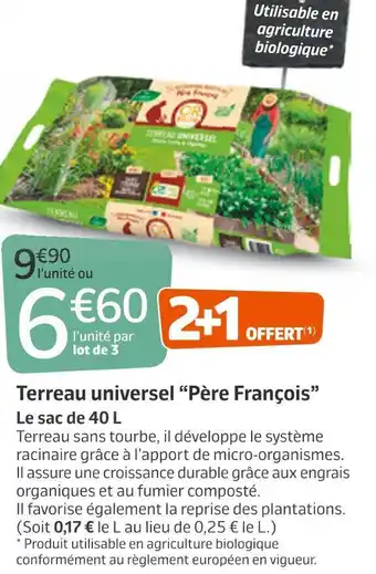 Jardiland Père françois terreau universel offre