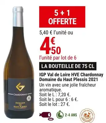 Domaine du haut plessis igp val de loire hve chardonnay 2021
