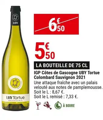 Gamm vert Uby tortue igp côtes de gascogne colombard sauvignon 2021 offre