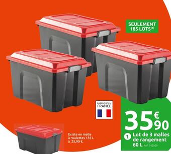 Mr Bricolage Sundis lot de 3 malles de rangement 60 l offre