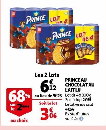 Auchan Supermarché Prince au chocolat au lait lu offre