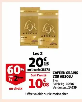 Auchan Supermarché Café en grains l'or absolu offre